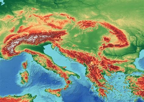 A Topographic Map Of Southeastern Europe Europe