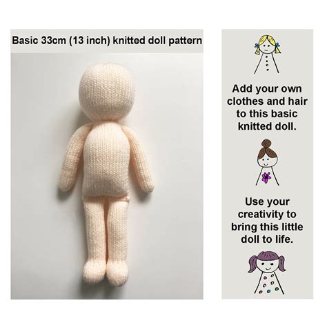 Basic Doll Strickmuster 33cm 13 Zoll Puppenkörper Basis Etsyde