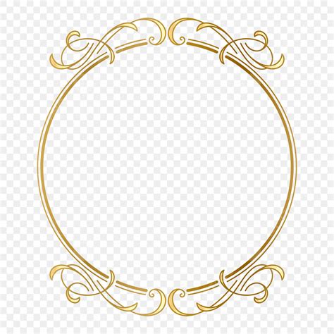 Golden Ornamental Border Vector Png Images Antique Golden Circle Frame