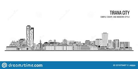 Tirana City Map With Hand Drawn Architecture Icons Cartoon Vector