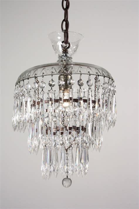 Estate sales & antique appraisal services. Petite Antique Three-Tier Crystal Chandelier with Glass ...