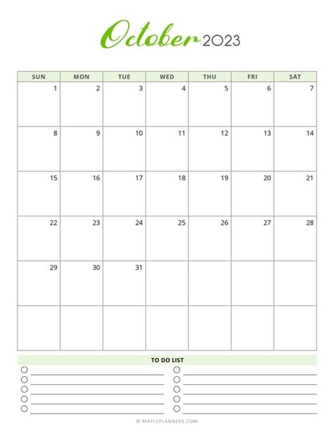 Free Printable October 2023 Monthly Calendar Vertical