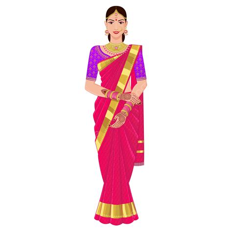 South Indian Lady Wearing Pink Silk Saree For Wedding Pink Silk Saree