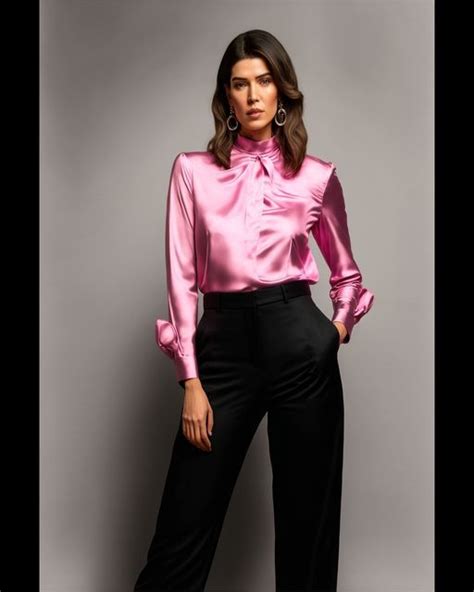 Silk Blouses Satin Pajamas Satin Shirt Elegant Woman Black Satin Silk Satin Photoshop