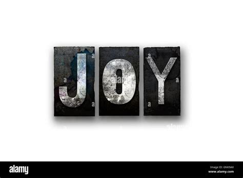 The Word Joy Written In Vintage Dirty Ink Stained Letterpress Type