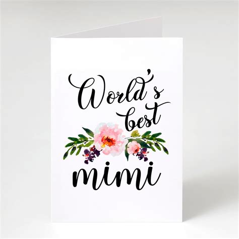 Worlds Best Mimi Card Mimi Birthday Card Mothers Day Folding Etsy