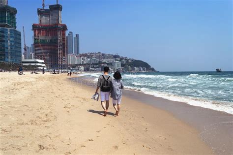 Korean People Looking For Sea Food At Songdo Beach Editorial Photo