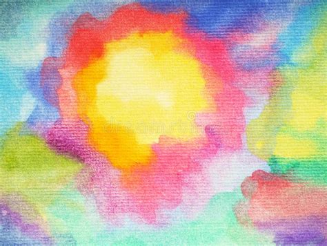 Abstract Colorful Sun Painting Stock Illustration