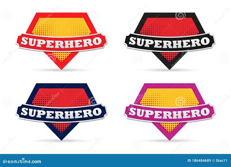 Mock Up Of Super Hero Sign Set Of Superhero Logo Template Collection