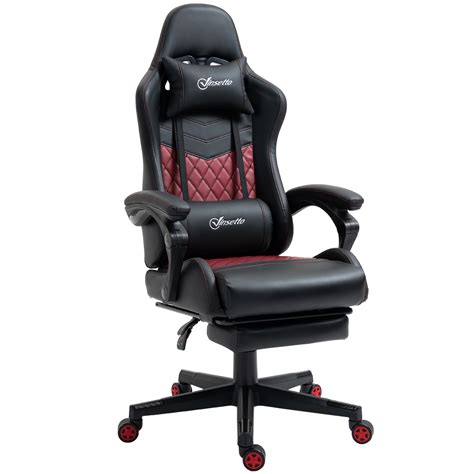 Vinsetto Gaming Chair With Swivel Wheel Computer Chair With Pu Leather Retractable Footrest