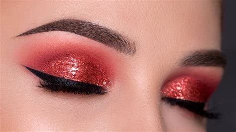 Red Glitter Smokey Eye Holiday Makeup Tutorial Arte