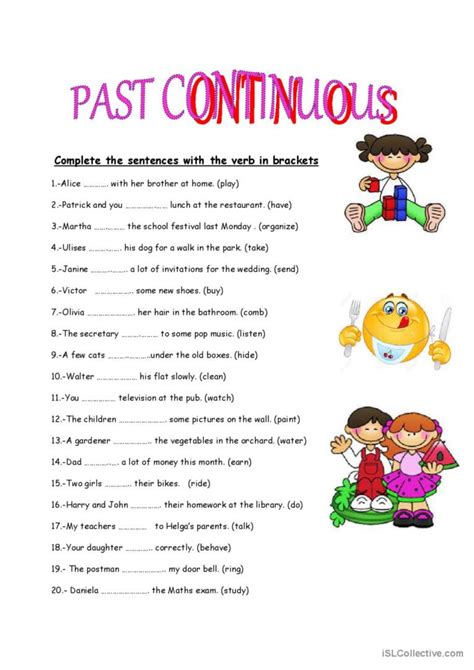Past Continuous Tense Esl Grammar Exercises Worksheet Grammar The