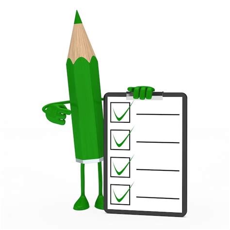 Free Photo Green Pencil With A Positive Questionnaire