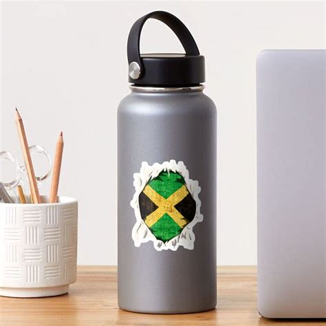 flag of jamaica torn effect jamaican patriotic t sticker for sale by levsal redbubble