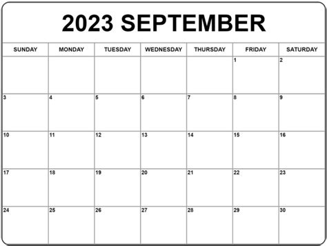 Printable September 2023 Calendar Template Pdf Word Excel