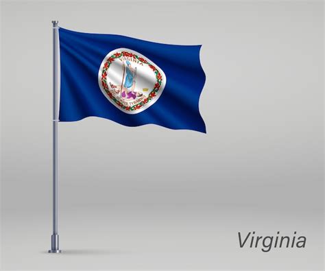 Ondeando La Bandera Del Estado De Virginia De Los Estados Unidos En El Asta De La Bandera