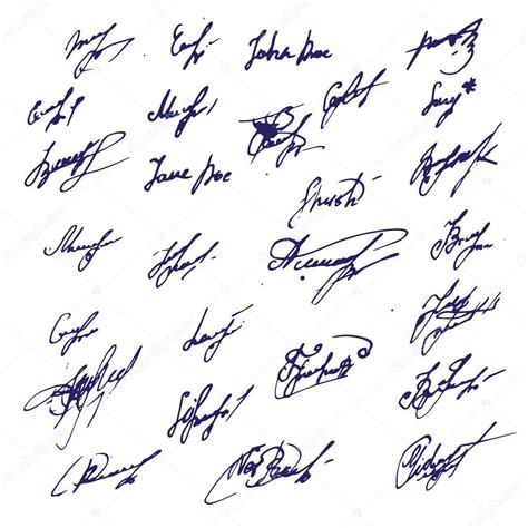 Big Ink Signatures Set Group Of Fictitious Contract Signatures