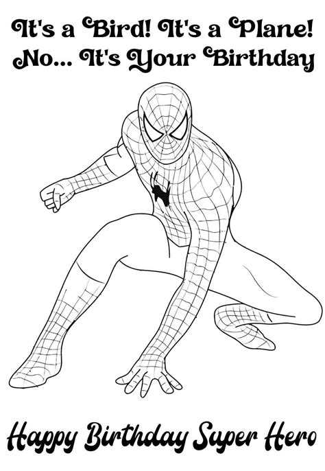 12 Spectacular Spiderman Birthday Coloring Pages & Cards (free