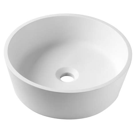 Round Vessel 15 Solid Surface Bathroom Sink In Matte White