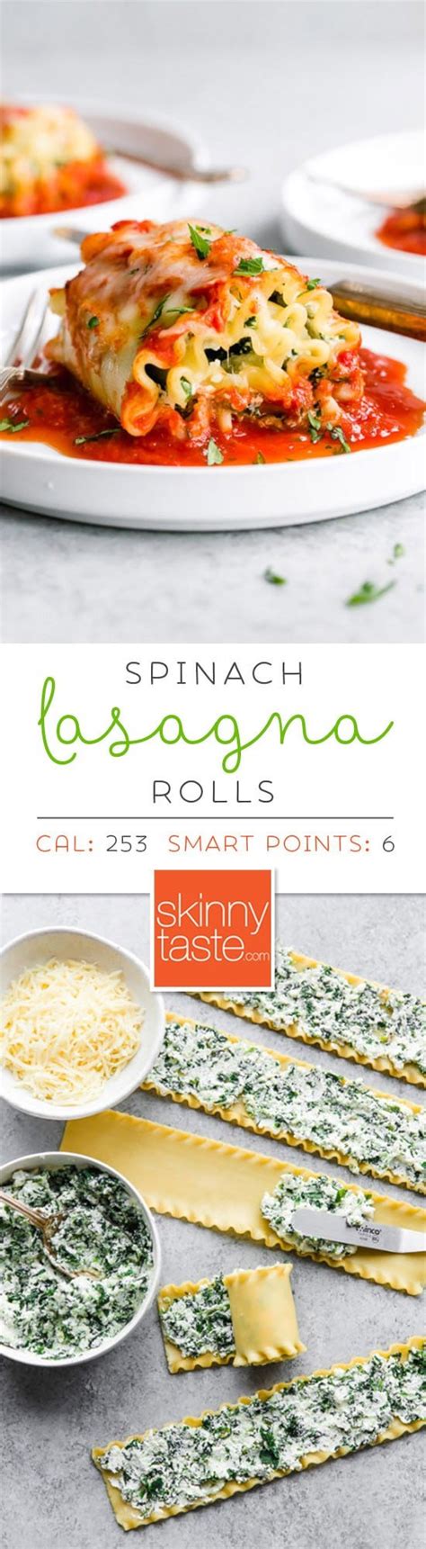 Spinach Lasagna Roll Ups Skinnytaste