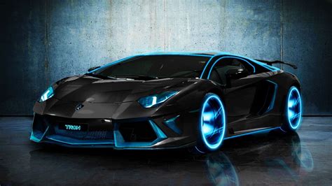 Luxury Car Lamborghini Tron Aventador Black Hd Wallpaper Hd Wallpapers