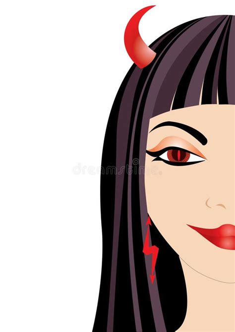 Devil Woman With Long Hair Black Silhouette Isolated On White Stock Vector Illustration Of