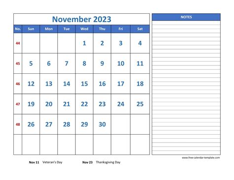 November 2023 Free Calendar Tempplate Free Calendar