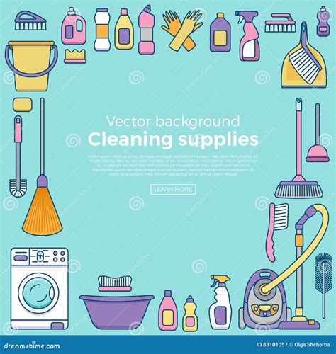 Household Cleaning Supplies Stock Vector Illustration Of Maid