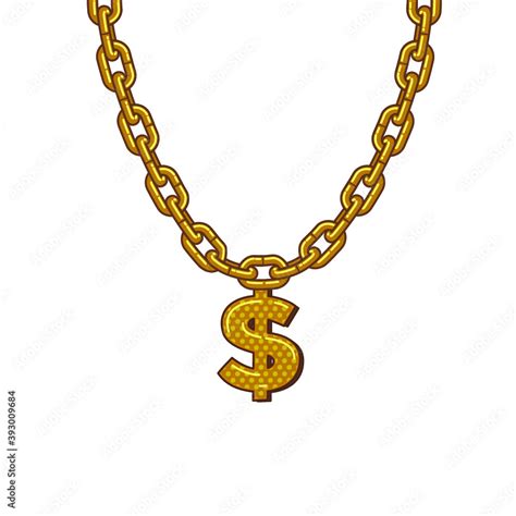 Golden Chain With Dollar Symbol Isolated On White Background Vector