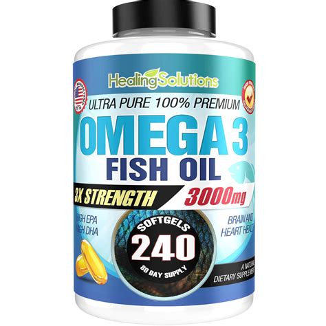 Ultra Pure Omega 3 Fish Oil Triple Strength 3000mg Per Serving 240
