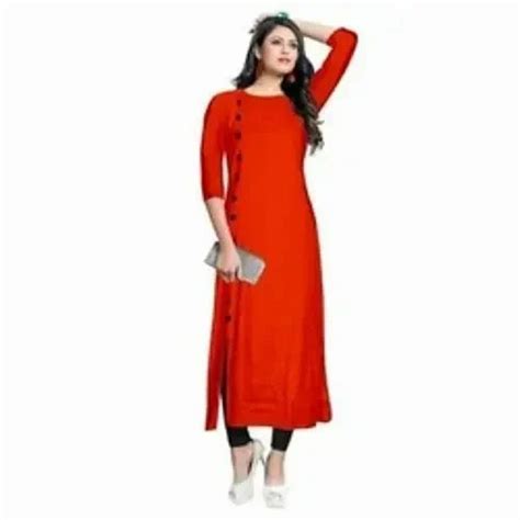 Cotton Red Ladies Dresses Apparels And Clothings Casual Wear Plain At