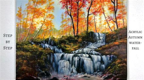 Autumn Waterfall Step By Step Acrylic Painting Colorbyfeliks Youtube