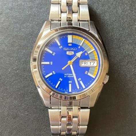 seiko 5 automatic blue dial silver stainless steel men s watch snk371k1 rrp £169 watchcharts