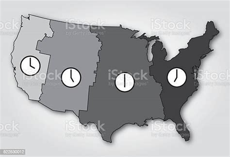 Ilustración De Estados Unidos Mapa De Zonas Blanco Y Negro Y Más