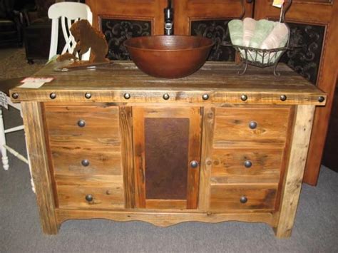 The dazzling combination of white overall construction and rustic cabinet door of this bathroom vanity is so gorgeous. A Gorgeous Selection of 20 Rustic Bathroom Vanities ...