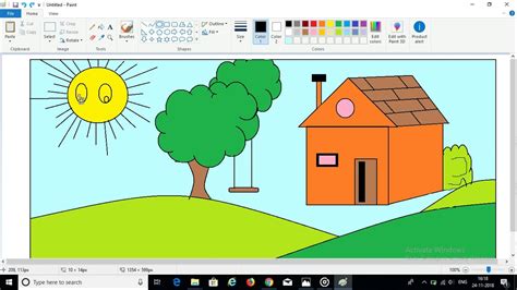Computer Paint Drawing House Drawing A Mansion Using Ms Paint