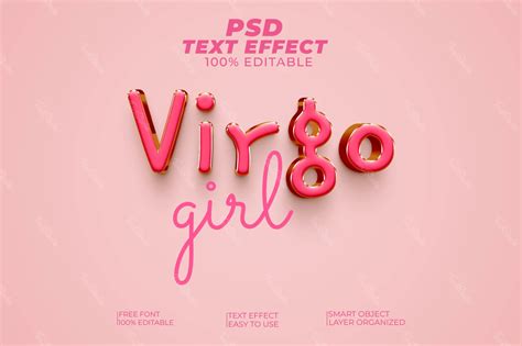 Fille Vierge Rose Mignonne Glossy Handwritten 3d Text Effect Fichier Psd Photoshop Premium