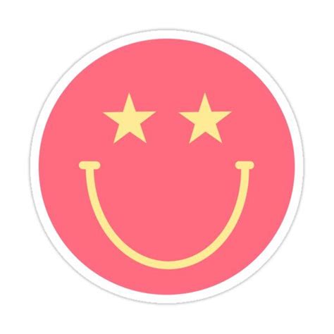 Smiley Face With Star Eyes Sticker By Mollsdesigns Face Stickers