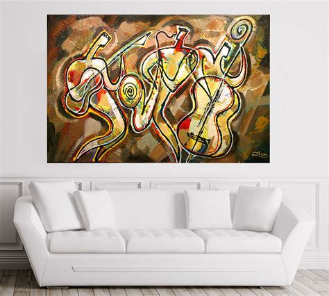 Canvas Extra Large Jazz Club Wall Art Abstract Stretched Best T