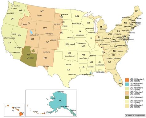 Large Detailed Map Of Area Codes And Time Zones Of The Usa Usa Maps Of