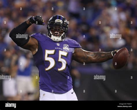 baltimore ravens olb terrell suggs 55 celebrates after making an interception during the first