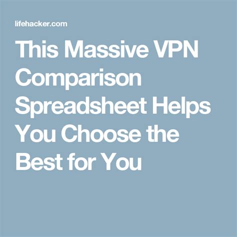 This Massive Vpn Comparison Spreadsheet Helps You Choose The Best For