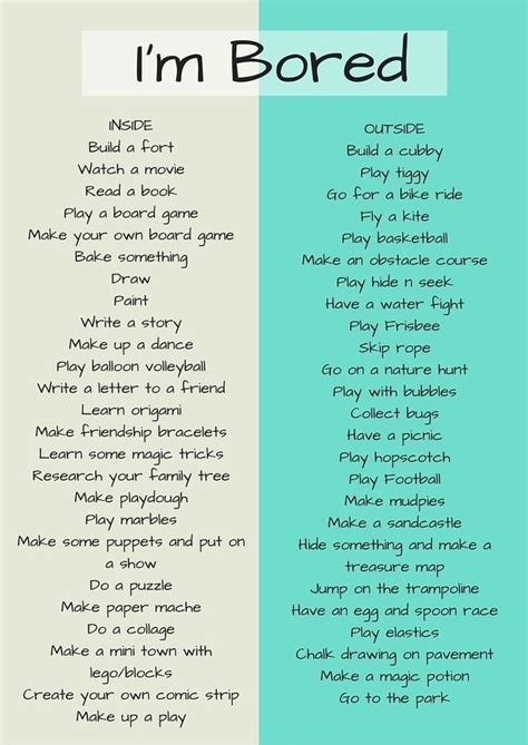 If your child is old enough to manage. Bored? Try an activity from this boredom list! | Bullet ...