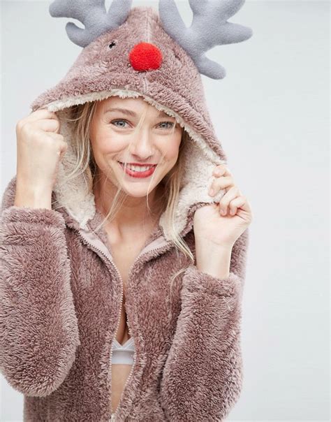 Loungeable Brown Holidays Reindeer 3d Onesie Asos Cute Sleepwear Cosy Outfit Disney Outfits