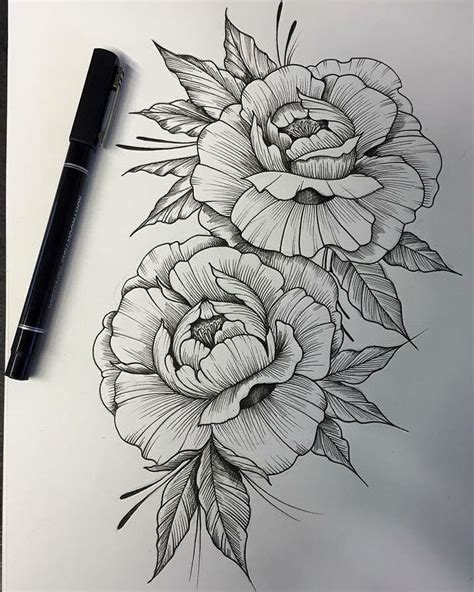 Tattoo Sketch Peony Drawing Tattoo Drawings Flower Drawing