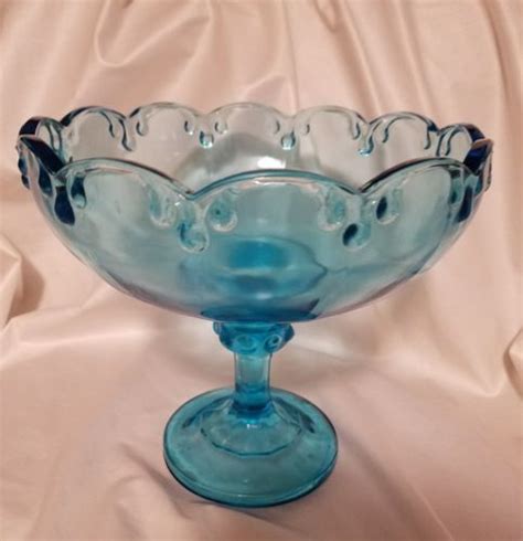 Large 8 And 1 2 Vintage Imperial Depression Glass Light Aqua Blue Footed Dish Antique Price