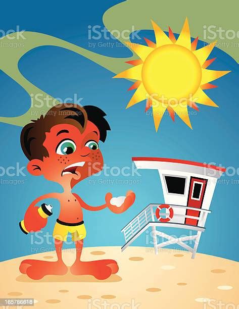 Sunburn Boy Stock Illustration Download Image Now Child Lifeguard