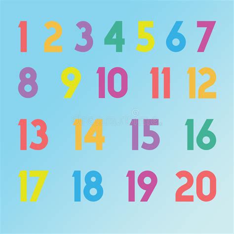 1 A 20 Caracteres Numéricos De Los Números En Diversos Colores Para Los