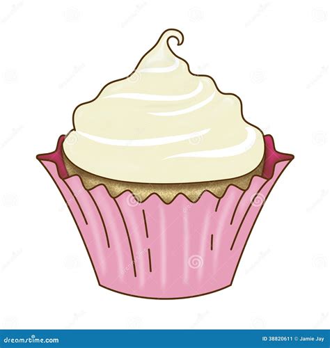 Vanilla Cupcake And Icing Pink Wrapper Stock Illustration Image 38820611