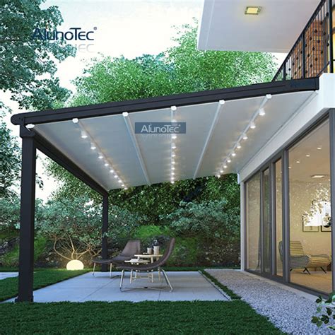 Outdoor Metal Retractable Awning Shade Aluminum Bioclimatic Retractable